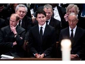 Justin Trudeau, Canada's prime minister, during the funeral service of late former US President Jimmy Carter at the Washington National Cathedral on Jan. 9.