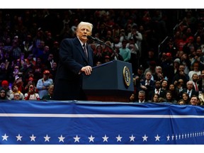 President Donald Trump speaks at Capital One Arena in Washington.