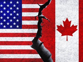 Canadian, US flags