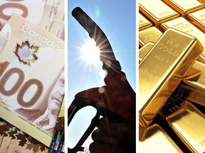 Canadian dollar fell, gold soared and oil treaded water Friday after Donald Trump said he would impose 25 per cent tariffs on imports from Canada and Mexico on Feb. 1.
