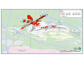 Eagle River Plan View (Plan view is tilted to the south, showing development and mineralization that is within the diorite, to be outside.)