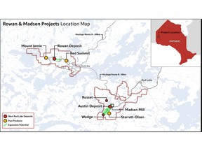 Madsen and Rowan Projects Location Map