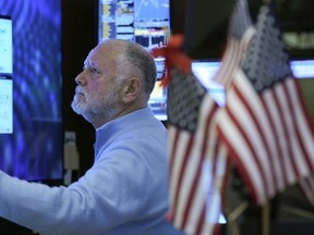 A trader works on the floor at the New York Stock Exchange in New York on Jan. 29, 2025.