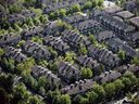 A neighbourhood of townhouses is seen in an aerial view in Richmond, B.C. The Canadian Real Estate Association has converted Realtor.ca to a customized mortgage quote and pre-approval site.
