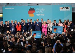 CDU Leader Friedrich Merz delivers a speech at the party's election night event in Berlin, on Feb. 23. Photographer: Krisztian Bocsi/Bloomberg