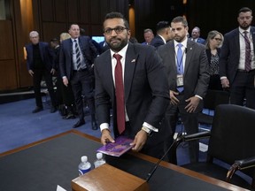 Kash Patel, pilihan Presiden Donald Trump untuk menjadi direktur FBI, berangkat setelah sidang konfirmasi di hadapan Komite Kehakiman Senat di Capitol di Washington, Kamis, 30 Januari 2025.