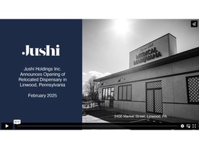 Jushi Holdings Inc. Announces Opening of Relocated Dispensary in Linwood, Pennsylvania