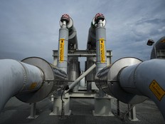 Piping on the top of a receiving platform which will be connected to the Coastal GasLink natural gas pipeline terminus at the LNG Canada export terminal under construction in Kitimat, B.C.