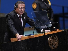 FILE - Colombia President's Gustavo Petro addresses the 79th session of the United Nations General Assembly at United Nations headquarters, Sept. 24, 2024.