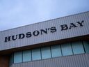 The exterior of a Hudson's Bay store on March 20, 2025 in Hamilton, Canada.