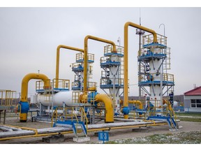 Gas separator filter units at a gas storage facility operated by Gazprom PJSC in Kasimov, Russia.