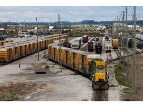 A train car at the MacMillan Yard in Toronto, Ontario. Photographer: Cole Burston/Bloomberg