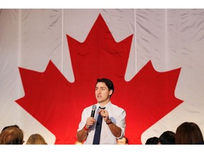 Justin Trudeau speaks during the Canada-US Economic Summit in Toronto, Ontario, Canada, on Friday, Feb. 7, 2025.