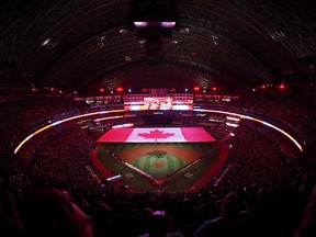 Canadian flag in Rogers Centre in Toronto