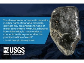 Figure 1: Quote from USGS on Awaruite Deposits in Canada