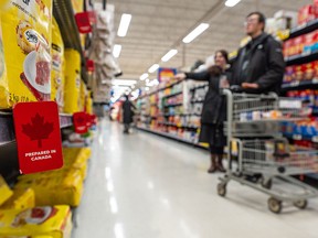Canadian products are highlighted in a real Canadian supermarket in Toronto.