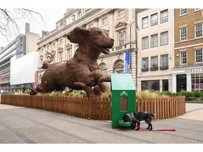 Untuk menyoroti peran penting tanah, James Wellbeloved meluncurkan patung anak anjing raksasa 15 kaki bernama Ellie di London pusat