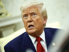 U.S. President Donald Trump in the Oval Office of the White House on April 7 in Washington, D.C.