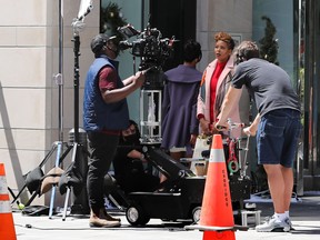 Eva Marcille on set while filming