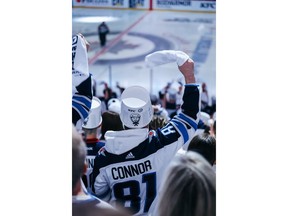 Buckets up for Kyle 'F' Connor! KFC brings limited-edition KFConnor Whiteout Bucket hats for fans to cheer on the Jets at Game 2 vs Dallas Stars.