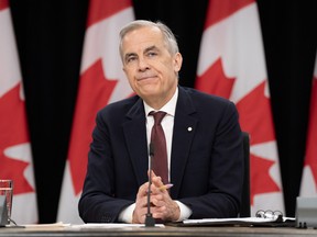Prime Minister Mark Carney during a news conference, in Ottawa.