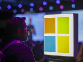 An audience member at the Microsoft Build conference opening keynote in Seattle, Washington.