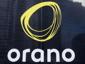 FILE - The Orano logo at La Defense business district, outside Paris, on Jan. 23, 2018.