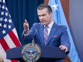 Defense Secretary Pete Hegseth speaks during a news conference at the Pentagon, Thursday, June 26, 2025 in Washington.