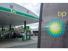 A company logo sits at a BP Plc petrol and refueling station in London, U.K., on Tuesday, Aug. 4, 2020. BP Plc cut its dividend for the first time in a decade, removing a cornerstone of its investment case after the coronavirus pandemic upended almost every aspect of its business.