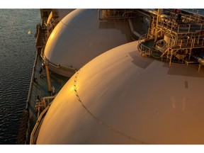 A floating storage and regasification unit.