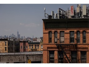 Residential apartment buildings in front of the Manhattan skyline in the Queens borough of New York, US, on Tuesday, July 16, 2024. President Joe Biden is calling on Congress to pass a form of national rent control for some 20 million apartment units nationwide, a dramatic federal intervention in the housing market on behalf of current tenants.