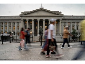 The US Treasury building in Washington, DC, US, on Thursday, Aug. 29, 2024. The Treasury Department finalized rules Wednesday on reporting requirements for certain real estate transactions in an effort to crack down on money laundering in the US residential real estate sector.