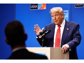 US President Donald Trump during a news conference at the NATO summit in The Hague, on June 25.