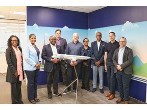 General Manager Mikala Moss (Canada and China); Director General Latia Duncombe; Deputy Prime Minister and Minister of Tourism, Investments and Aviation I. Chester Cooper; Andrew Pierce, Porter Airlines Vice President, Network Planning and Reporting; Kevin Jackson, Porter Airlines; Deputy Director General Valerie Alce-Brown; President; Executive Director Global Communications Paul Strachan; Brad Cicero, Director, Porter Airlines Communications and Public Affairs; Frank Satusky, Porter Airlines Network Strategy.