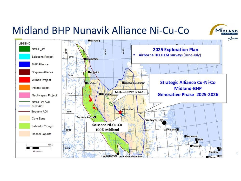 Midland Begins Major Airborne Electromagnetic Survey in Nunavik, Quebec, for Copper-Nickel as Part of its Strategic Alliance with BHP