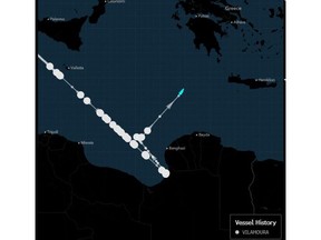Vilamoura leaving Libya then changing course for Greece.