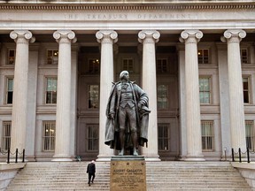 The U.S. Treasury Department building on Pennsylvania Avenue in Washington, D.C.