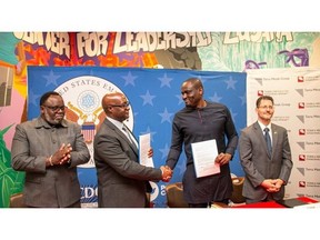 Zambian Mines Minister Paul Kabuswe and US Ambassador to Zambia Michael Gonzales During the Signing Ceremony of the $100M Terra Metals - Metalex Agreement