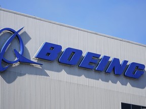 FILE - The Boeing logo is displayed at the company's factory, Sept. 24, 2024, in Renton, Wash.