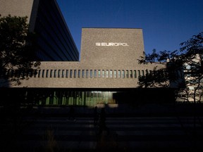 FILE- The Europol headquarters in The Hague, Netherlands, Wednesday, Oct. 10, 2018.