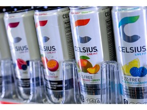 Celsius energy drinks at a store in San Francisco, California, US, on Monday, March 17, 2025. Celsius Holdings Inc. will buy energy drink rival Alani Nu for $1.8 billion in cash and stock, including $150 million in tax assets.