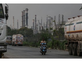 An oil refinery operated by Bharat Petroleum Corp. Ltd., in Mumbai, India, on Friday, April 4, 2025. Indian refiners have rushed back to the market to seek crude supply after President Donald Trump's threat of more penalties against Russia raised concerns over potential disruptions to oil flows.