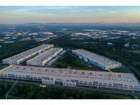 An Amazon Web Services data center in Manassas, Virginia, US, on Wednesday, July 9, 2025. Total power usage in the US is expected to climb 2.15% in 2026, spurred largely by a 5% spike from commercial users because of the expansion of data centers, according to a US Energy Department report released in June.