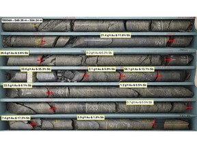 Additional parallel vein intercept in drillhole TB034A grading 11.7g/t gold and 6.5% antimony over 4.88 m (ETW 2.06 m).