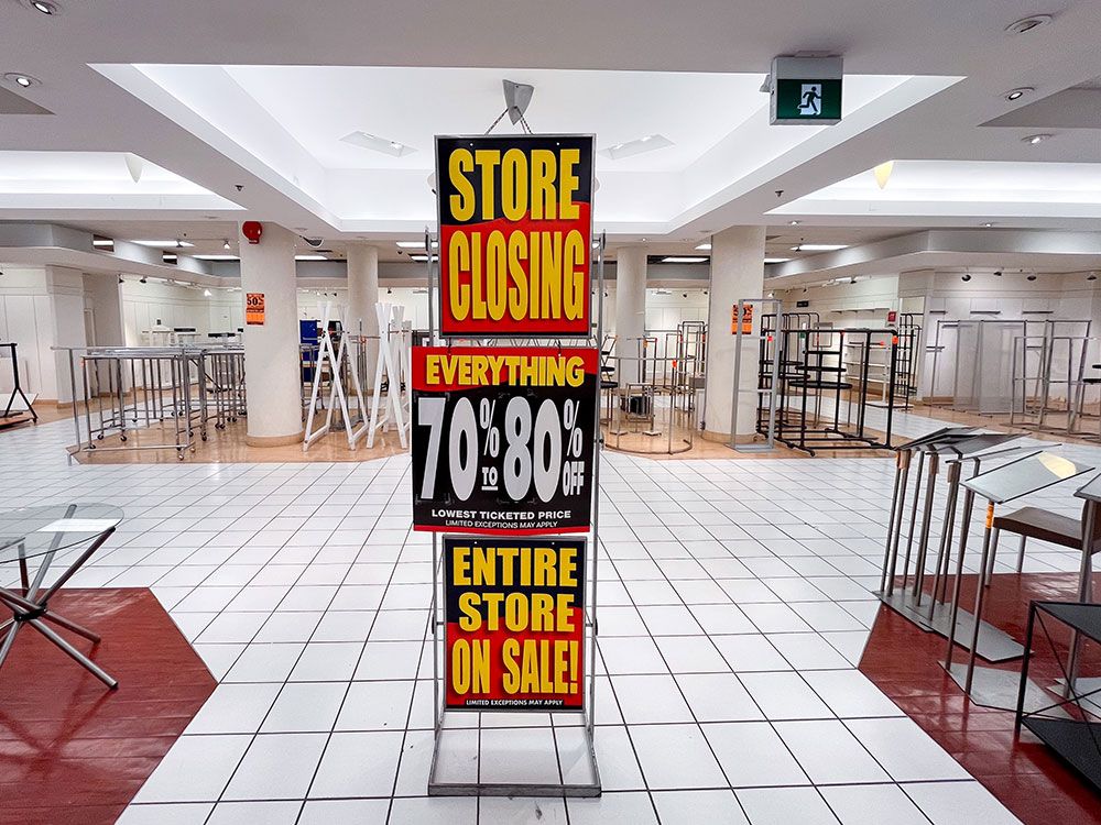 In the last few days it was open the downtown Calgary Hudson’s Bay store was down to selling shelves and fixtures.

