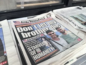 The New York Post is seen at a newsstand in Manhattan, Monday, Aug. 4, 2025.
