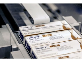 Packets of Wegovy move along the line at the Novo Nordisk A/S production facilities in Hillerod, Denmark.