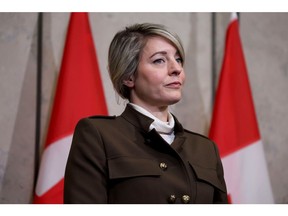 Melanie Joly, Canada's foreign minister, during a news conference in Ottawa, Ontario, Canada, on Tuesday, March 4, 2025. US President Donald Trump delivered on his threat to hit Canada with sweeping import levies spurring swift reprisals that plunged the world economy into a deepening trade war.