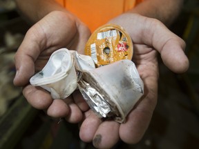 Canada Fibers Ltd. Plant Manager Brian Sneyd holds Keurig pods coffee pods at the company's Toronto location on August 10, 2017.