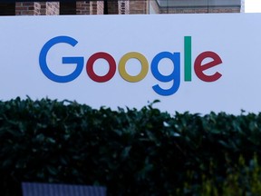 FILE - A Google sign is displayed at the company's office in San Francisco, April 12, 2023.